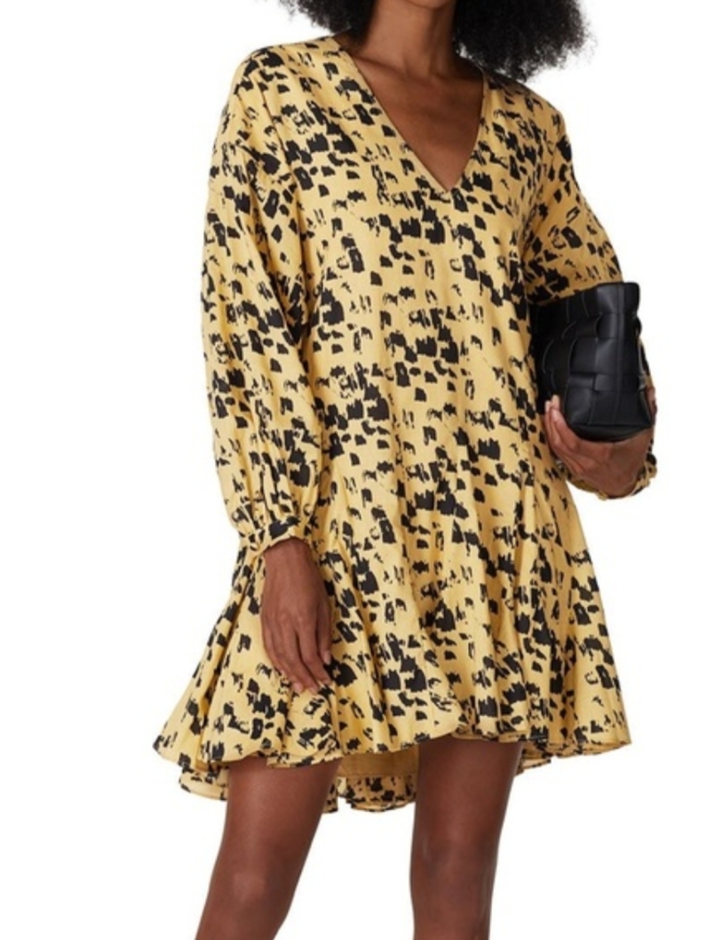 Anine Bing Peyton Cotton Painterly Leo Leopard Print Swing Shirtdress Size Small